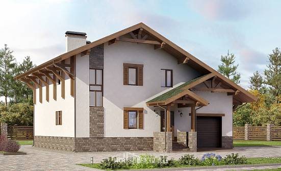 190-007-П Проект двухэтажного дома с мансардой и гаражом, красивый дом из кирпича Темрюк | Проекты домов от House Expert