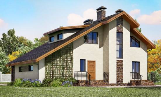 180-008-П Проект двухэтажного дома мансардой, гараж, красивый загородный дом из твинблока Темрюк | Проекты домов от House Expert