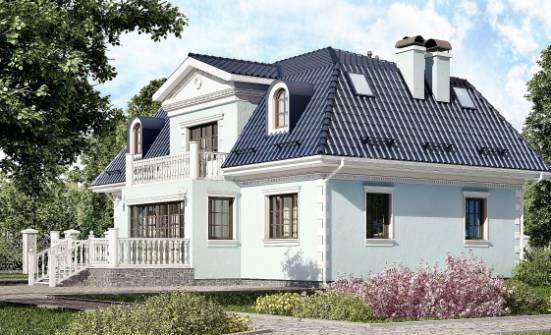 210-004-Л Проект двухэтажного дома с мансардой, простой коттедж из керамзитобетонных блоков Темрюк | Проекты домов от House Expert