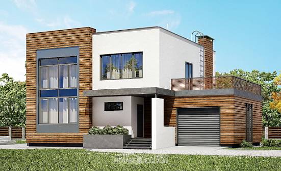220-003-П Проект двухэтажного дома и гаражом, средний домик из пеноблока Темрюк | Проекты домов от House Expert