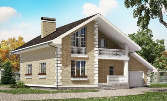 190-005-П Проект двухэтажного дома мансардный этаж и гаражом, просторный коттедж из арболита Темрюк | Проекты домов от House Expert