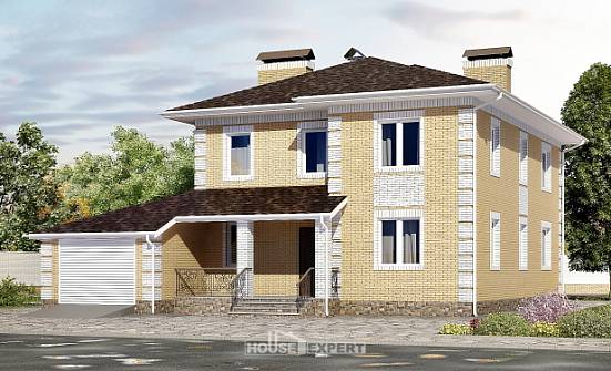 220-006-Л Проект двухэтажного дома и гаражом, красивый дом из поризованных блоков Темрюк | Проекты домов от House Expert