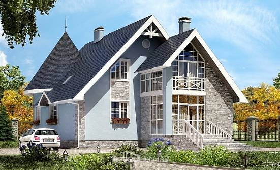 170-003-П Проект двухэтажного дома мансардой, компактный загородный дом из бризолита Темрюк | Проекты домов от House Expert
