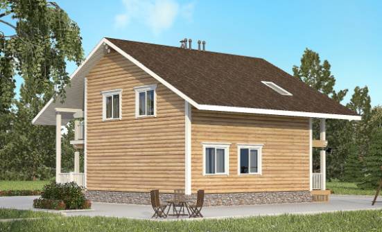 130-001-П Проект двухэтажного дома с мансардой, скромный дом из бревен Темрюк | Проекты домов от House Expert