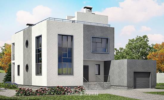 255-001-П Проект двухэтажного дома, гараж, современный загородный дом из арболита Темрюк | Проекты домов от House Expert