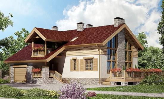 165-002-П Проект двухэтажного дома с мансардой, гараж, простой домик из пеноблока Темрюк | Проекты домов от House Expert