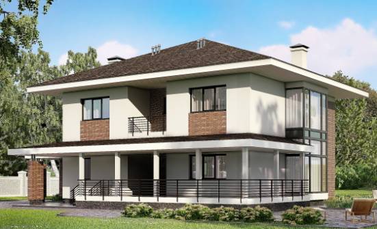 275-002-П Проект двухэтажного дома и гаражом, современный коттедж из кирпича Темрюк | Проекты домов от House Expert