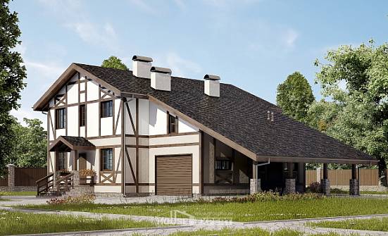 250-002-П Проект двухэтажного дома с мансардой и гаражом, уютный дом из кирпича Темрюк | Проекты домов от House Expert