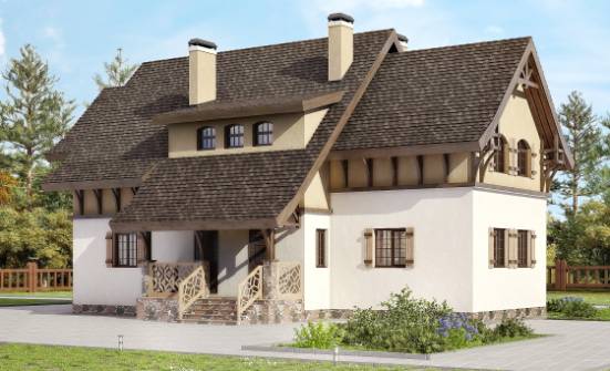 180-014-Л Проект двухэтажного дома с мансардой, классический домик из арболита Темрюк | Проекты домов от House Expert