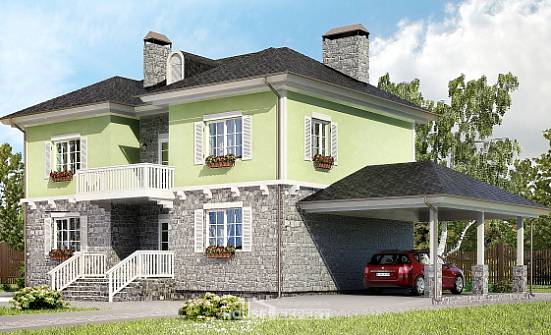 155-006-П Проект двухэтажного дома, гараж, красивый загородный дом из пеноблока Темрюк | Проекты домов от House Expert