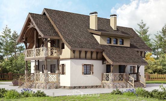 180-014-Л Проект двухэтажного дома с мансардой, классический домик из арболита Темрюк | Проекты домов от House Expert