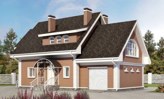 185-003-П Проект двухэтажного дома с мансардой, гараж, просторный домик из бризолита Темрюк | Проекты домов от House Expert
