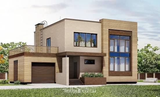 220-003-Л Проект двухэтажного дома, гараж, уютный дом из поризованных блоков Темрюк | Проекты домов от House Expert