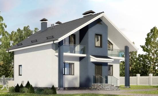 150-005-П Проект двухэтажного дома мансардой, небольшой домик из твинблока Темрюк | Проекты домов от House Expert