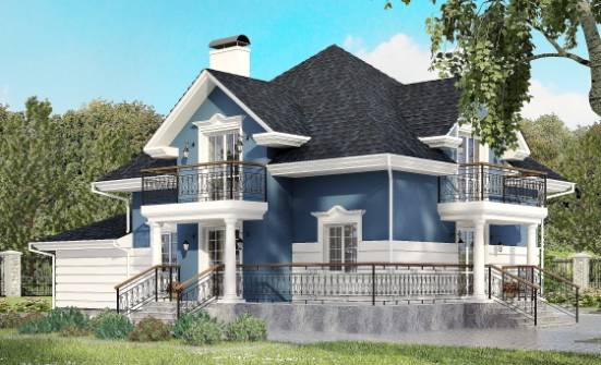 180-002-П Проект двухэтажного дома с мансардой, гараж, средний домик из кирпича Темрюк | Проекты домов от House Expert