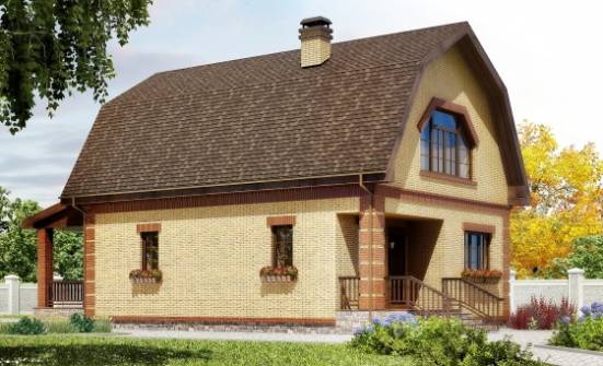 130-005-Л Проект двухэтажного дома с мансардой, скромный дом из керамзитобетонных блоков Темрюк | Проекты домов от House Expert