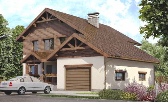 200-003-П Проект двухэтажного дома и гаражом, просторный домик из бризолита Темрюк | Проекты домов от House Expert