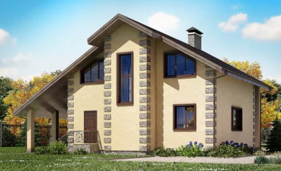 150-003-П Проект двухэтажного дома с мансардным этажом, гараж, доступный загородный дом из пеноблока Темрюк | Проекты домов от House Expert