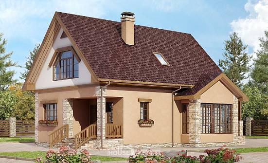 140-002-П Проект двухэтажного дома с мансардой, бюджетный дом из пеноблока Темрюк | Проекты домов от House Expert