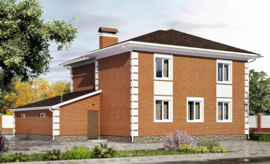 220-004-Л Проект двухэтажного дома и гаражом, средний коттедж из кирпича Темрюк | Проекты домов от House Expert