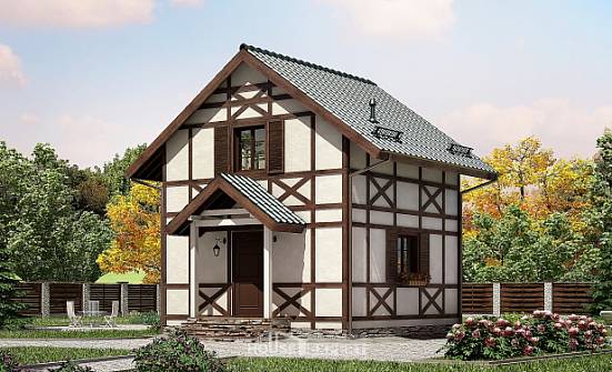 060-002-П Проект двухэтажного дома с мансардным этажом, миниатюрный загородный дом из бревен Темрюк | Проекты домов от House Expert