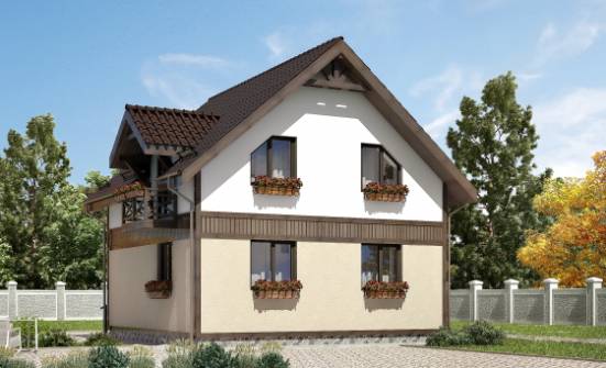 105-001-П Проект двухэтажного дома мансардой, недорогой коттедж из керамзитобетонных блоков Темрюк | Проекты домов от House Expert