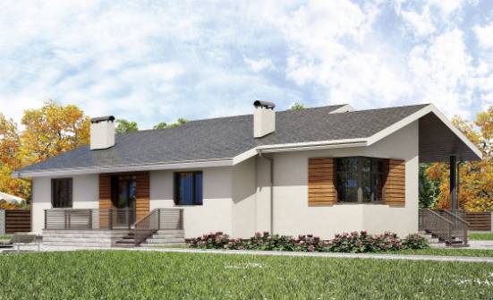 135-002-П Проект одноэтажного дома и гаражом, красивый домик из блока Темрюк | Проекты домов от House Expert