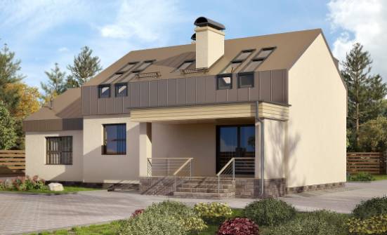 150-015-Л Проект двухэтажного дома мансардный этаж и гаражом, доступный дом из пеноблока Темрюк | Проекты домов от House Expert