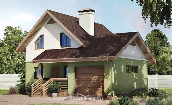 120-002-П Проект двухэтажного дома с мансардой, гараж, небольшой домик из газосиликатных блоков Темрюк | Проекты домов от House Expert
