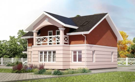 155-009-Л Проект двухэтажного дома с мансардным этажом, уютный дом из пеноблока Темрюк | Проекты домов от House Expert