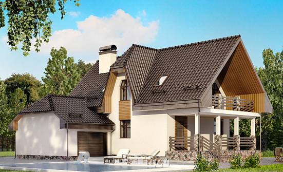 150-001-Л Проект двухэтажного дома мансардой, гараж, небольшой домик из керамзитобетонных блоков Темрюк | Проекты домов от House Expert