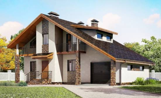 180-008-П Проект двухэтажного дома мансардой, гараж, красивый загородный дом из твинблока Темрюк | Проекты домов от House Expert