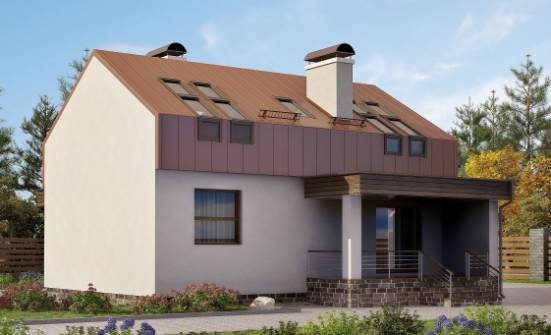 120-004-Л Проект двухэтажного дома мансардный этаж, простой домик из пеноблока Темрюк | Проекты домов от House Expert
