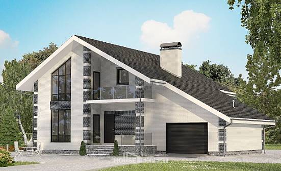 180-001-П Проект двухэтажного дома мансардой и гаражом, бюджетный загородный дом из арболита Темрюк | Проекты домов от House Expert