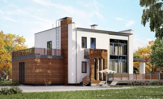 220-003-П Проект двухэтажного дома и гаражом, средний домик из пеноблока Темрюк | Проекты домов от House Expert