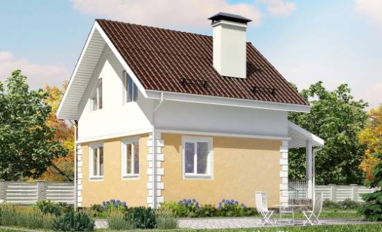 070-002-П Проект двухэтажного дома мансардой, миниатюрный коттедж из керамзитобетонных блоков Темрюк | Проекты домов от House Expert