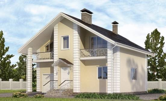 150-002-Л Проект двухэтажного дома с мансардой, гараж, простой дом из пеноблока Темрюк | Проекты домов от House Expert