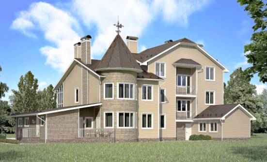 555-001-Л Проект трехэтажного дома с мансардным этажом, гараж, классический загородный дом из теплоблока Темрюк | Проекты домов от House Expert