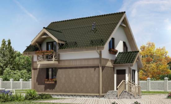 105-001-Л Проект двухэтажного дома мансардой, уютный коттедж из твинблока Темрюк | Проекты домов от House Expert