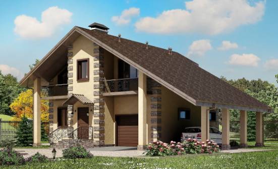 150-003-П Проект двухэтажного дома с мансардным этажом, гараж, доступный загородный дом из пеноблока Темрюк | Проекты домов от House Expert