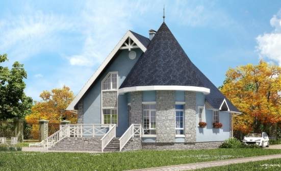 170-003-П Проект двухэтажного дома мансардой, компактный загородный дом из бризолита Темрюк | Проекты домов от House Expert