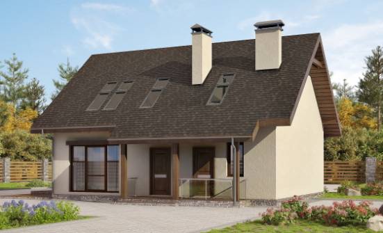 155-012-Л Проект двухэтажного дома мансардой, уютный коттедж из газобетона Темрюк | Проекты домов от House Expert