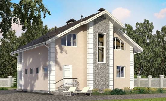 150-002-П Проект двухэтажного дома с мансардой, гараж, скромный дом из блока Темрюк | Проекты домов от House Expert
