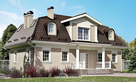 210-001-Л Проект двухэтажного дома с мансардой, просторный домик из бризолита Темрюк | Проекты домов от House Expert