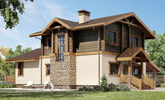 170-004-П Проект двухэтажного дома с мансардным этажом, гараж, доступный домик из арболита из бревен Темрюк | Проекты домов от House Expert