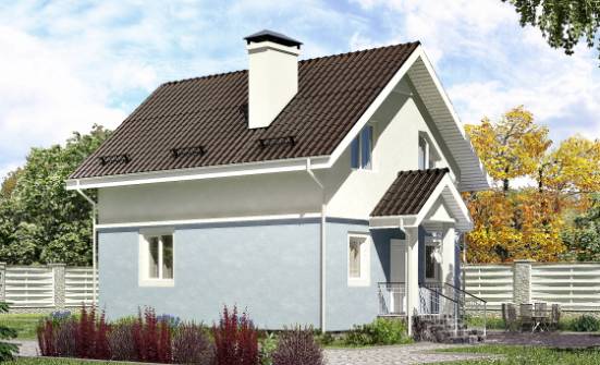 095-002-П Проект двухэтажного дома с мансардой, бюджетный загородный дом из газобетона Темрюк | Проекты домов от House Expert