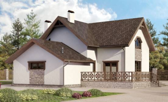 180-013-П Проект двухэтажного дома мансардой, гараж, небольшой домик из арболита Темрюк | Проекты домов от House Expert