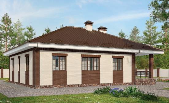160-015-П Проект одноэтажного дома, гараж, компактный загородный дом из пеноблока Темрюк | Проекты одноэтажных домов от House Expert
