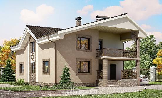 210-003-П Проект двухэтажного дома с мансардой, красивый коттедж из бризолита Темрюк | Проекты домов от House Expert