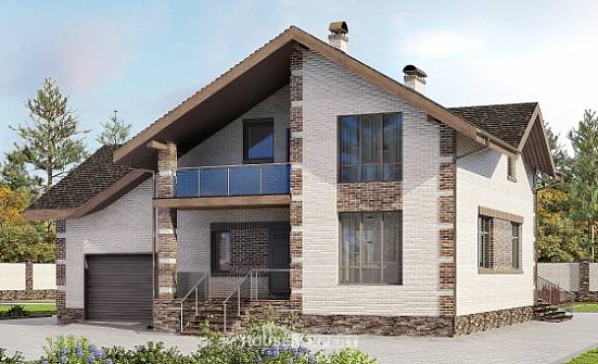 245-005-П Проект двухэтажного дома с мансардой и гаражом, простой домик из арболита Темрюк | Проекты домов от House Expert
